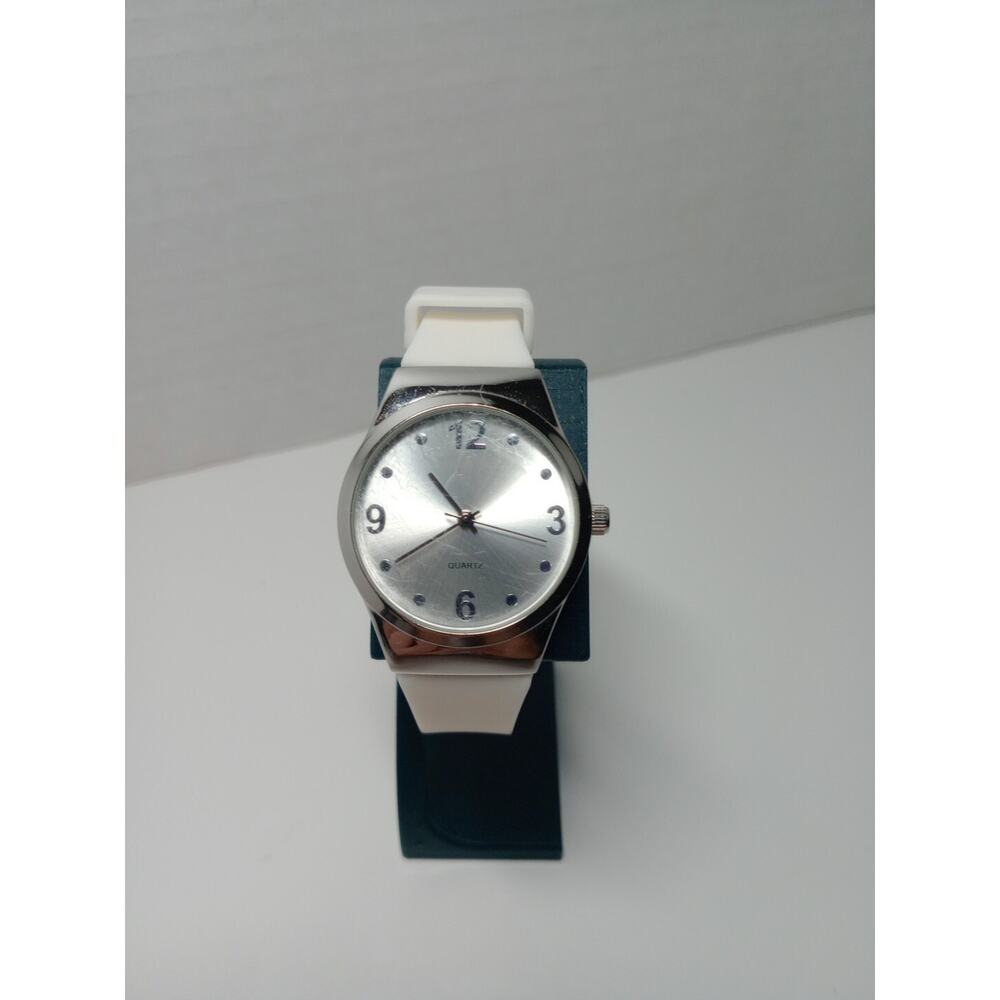 Unisex BWC Wrist Watch Analog Silver Tone with White Silicone Band
